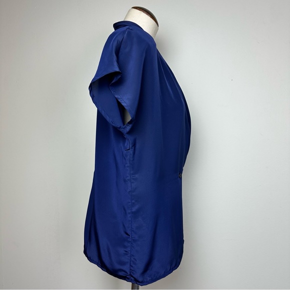 Vintage Navy Plunge Neck Blouse - Picture 6 of 8